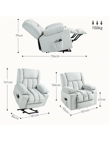 HOMCOM Power Lift Recliner Chair with Vibration Massage and Heat, Electric Lift Chair for Elderly, Overstuffed Fabric Riser and  - pic 101037 | FastDaddyshop