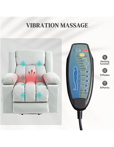 HOMCOM Power Lift Recliner Chair with Vibration Massage and Heat, Electric Lift Chair for Elderly, Overstuffed Fabric Riser and 