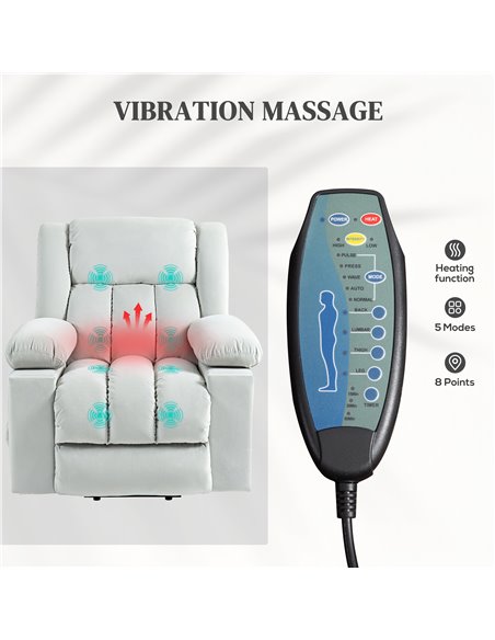 HOMCOM Power Lift Recliner Chair with Vibration Massage and Heat, Electric Lift Chair for Elderly, Overstuffed Fabric Riser and  - pic 101039 | FastDaddyshop