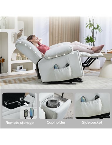 HOMCOM Power Lift Recliner Chair with Vibration Massage and Heat, Electric Lift Chair for Elderly, Overstuffed Fabric Riser and 