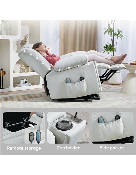HOMCOM Power Lift Recliner Chair with Vibration Massage and Heat, Electric Lift Chair for Elderly, Overstuffed Fabric Riser and  - pic 101043 | FastDaddyshop