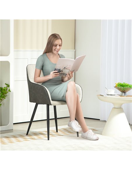 HOMCOM Accent Chair with Foot Pads, Upholstered Armchair with Chenille Fabric Front and PU Back, Occasional Chair for Living Roo - pic 101045 | FastDaddyshop