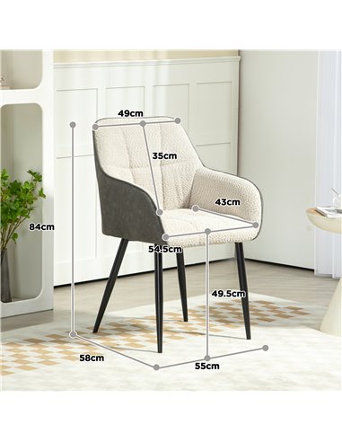 HOMCOM Accent Chair with Foot Pads, Upholstered Armchair with Chenille Fabric Front and PU Back, Occasional Chair for Living Roo