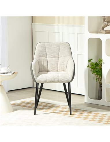 HOMCOM Accent Chair with Foot Pads, Upholstered Armchair with Chenille Fabric Front and PU Back, Occasional Chair for Living Roo