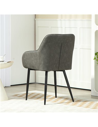 HOMCOM Accent Chair with Foot Pads, Upholstered Armchair with Chenille Fabric Front and PU Back, Occasional Chair for Living Roo
