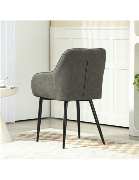 HOMCOM Accent Chair with Foot Pads, Upholstered Armchair with Chenille Fabric Front and PU Back, Occasional Chair for Living Roo - pic 101050 | FastDaddyshop