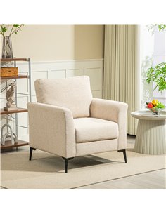 HOMCOM Linen-Look Armchair - Beige 83B-065V70BG 2