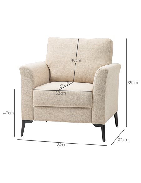 HOMCOM Linen-Look Armchair - Beige 83B-065V70BG - pic 101055 | FastDaddyshop