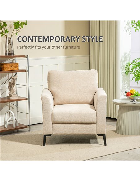 HOMCOM Linen-Look Armchair - Beige 83B-065V70BG - pic 101057 | FastDaddyshop