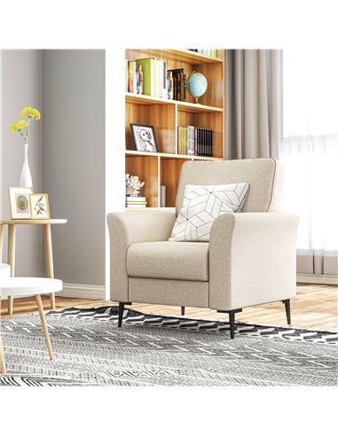 HOMCOM Linen-Look Armchair - Beige 83B-065V70BG