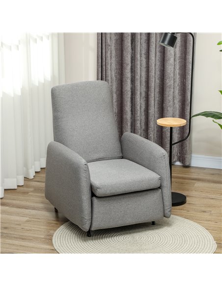 HOMCOM Push Back Recliner Armchair, Fabric High Back Reclining Chair with Adjustable Leg Rest and Pocket Spring Seat for Living  - pic 101063 | FastDaddyshop