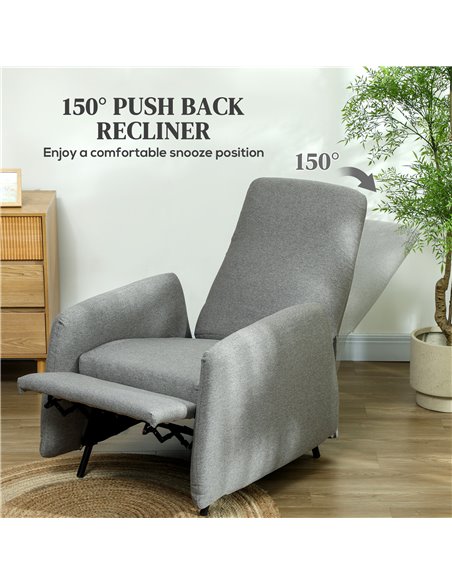 HOMCOM Push Back Recliner Armchair, Fabric High Back Reclining Chair with Adjustable Leg Rest and Pocket Spring Seat for Living  - pic 101065 | FastDaddyshop