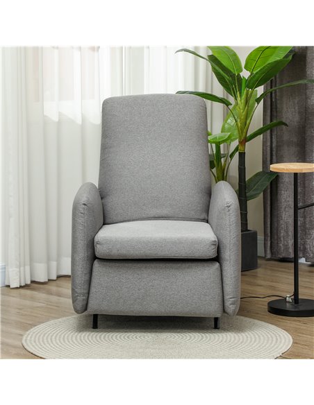 HOMCOM Push Back Recliner Armchair, Fabric High Back Reclining Chair with Adjustable Leg Rest and Pocket Spring Seat for Living  - pic 101068 | FastDaddyshop