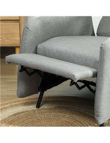 HOMCOM Push Back Recliner Armchair, Fabric High Back Reclining Chair with Adjustable Leg Rest and Pocket Spring Seat for Living 