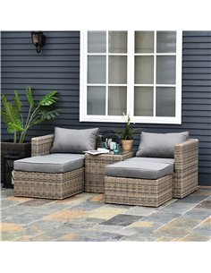 Outsunny 2-Seater Rattan Garden Furniture Set with Tall Glass-Top Table, Brown 2