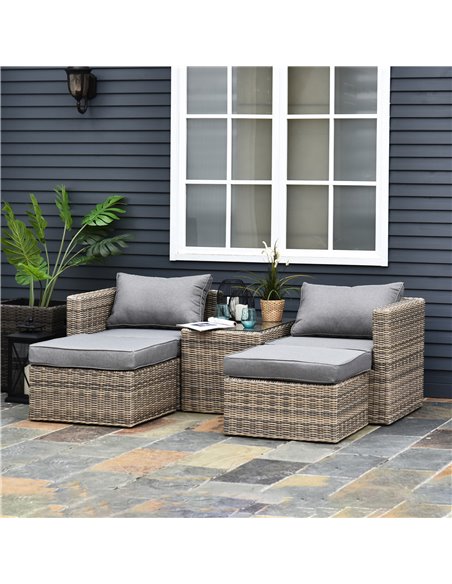 Outsunny 2-Seater Rattan Garden Furniture Set with Tall Glass-Top Table, Brown - pic 10108 | FastDaddyshop