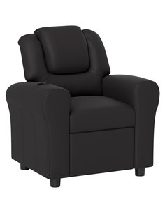 HOMCOM Kids Recliner Chair, PU Leather with Adjustable Backrest, Footrest, Padded Headrest, Black 310-084V70BK