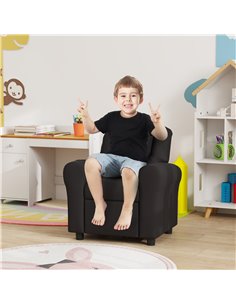 HOMCOM Kids Recliner Chair, PU Leather with Adjustable Backrest, Footrest, Padded Headrest, Black 310-084V70BK 2
