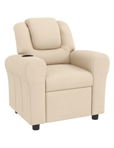 HOMCOM Kids Recliner Chair, PU Leather with Adjustable Backrest, Footrest, Padded Headrest, Beige 310-084V70BG