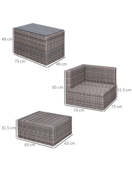 Outsunny 2-Seater Rattan Garden Furniture Set with Tall Glass-Top Table, Brown - pic 10109 | FastDaddyshop
