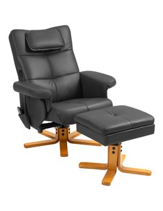 HOMCOM Faux Leather Massage Recliner Chair, with Storage Ottoman - Black 700-177V71BK