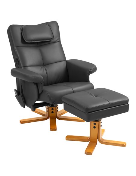 HOMCOM Faux Leather Massage Recliner Chair, with Storage Ottoman - Black 700-177V71BK - pic 101098 | FastDaddyshop