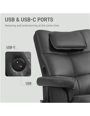 HOMCOM Faux Leather Massage Recliner Chair, with Storage Ottoman - Black 700-177V71BK