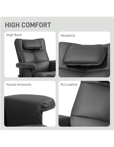 HOMCOM Faux Leather Massage Recliner Chair, with Storage Ottoman - Black 700-177V71BK