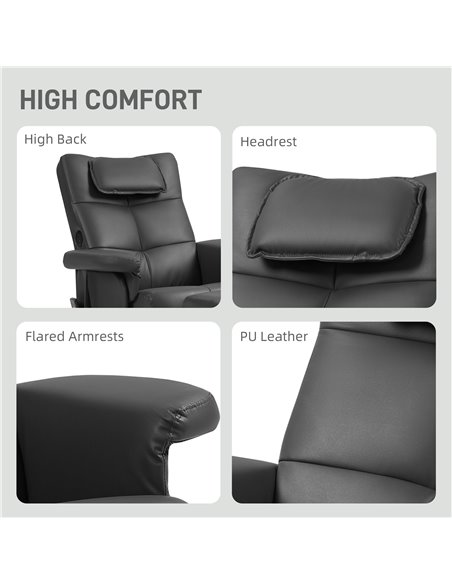 HOMCOM Faux Leather Massage Recliner Chair, with Storage Ottoman - Black 700-177V71BK - pic 101105 | FastDaddyshop