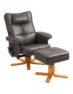 HOMCOM Faux Leather Massage Recliner Chair, with Storage Ottoman - Brown 700-177V71DR