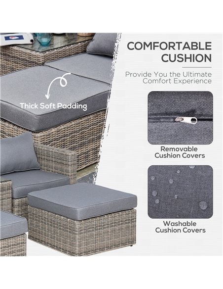 Outsunny 2-Seater Rattan Garden Furniture Set with Tall Glass-Top Table, Brown - pic 10111 | FastDaddyshop