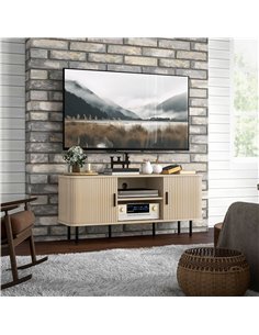 HOMCOM TV Stand Cabinet for TVs up to 55 Inches, TV Unit with Storage Shelves and Cupboard for Living Room, Oak Tone 83B-039V80A 2