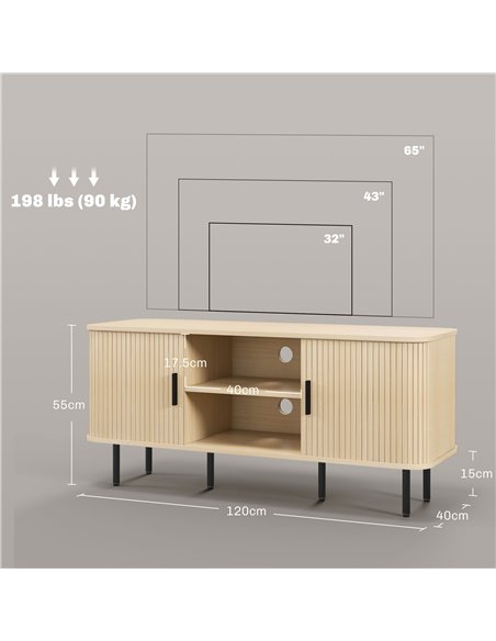 HOMCOM TV Stand Cabinet for TVs up to 55 Inches, TV Unit with Storage Shelves and Cupboard for Living Room, Oak Tone 83B-039V80A - pic 101127 | FastDaddyshop