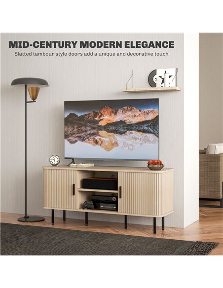 HOMCOM TV Stand Cabinet for TVs up to 55 Inches, TV Unit with Storage Shelves and Cupboard for Living Room, Oak Tone 83B-039V80A - pic 101128 | FastDaddyshop