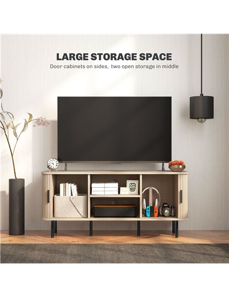 HOMCOM TV Stand Cabinet for TVs up to 55 Inches, TV Unit with Storage Shelves and Cupboard for Living Room, Oak Tone 83B-039V80A - pic 101129 | FastDaddyshop