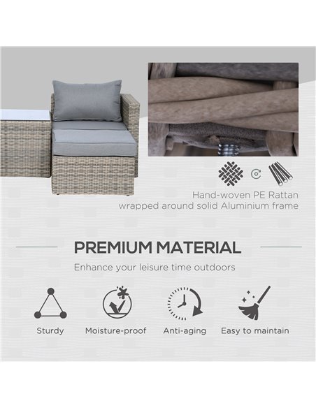 Outsunny 2-Seater Rattan Garden Furniture Set with Tall Glass-Top Table, Brown - pic 10113 | FastDaddyshop