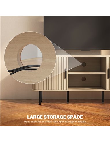 HOMCOM TV Stand Cabinet for TVs up to 55 Inches, TV Unit with Storage Shelves and Cupboard for Living Room, Oak Tone 83B-039V80A