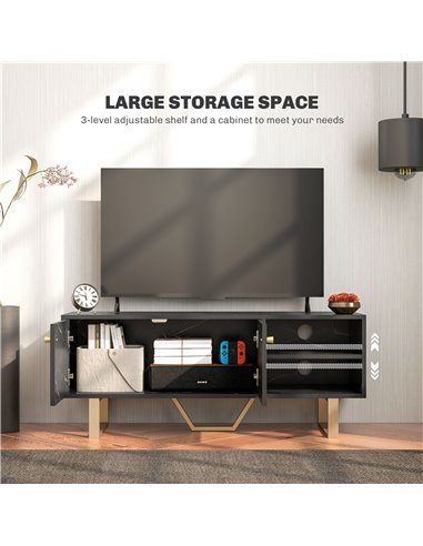 HOMCOM TV Stand Cabinet for TVs up to 50 Inches, TV Unit with Storage Shelves and Cupboard for Living Room, Black Marble Tone 83