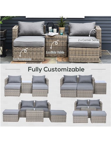 Outsunny 2-Seater Rattan Garden Furniture Set with Tall Glass-Top Table, Brown