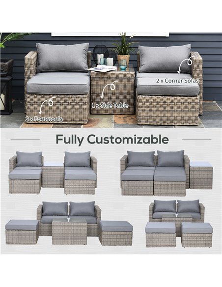 Outsunny 2-Seater Rattan Garden Furniture Set with Tall Glass-Top Table, Brown - pic 10114 | FastDaddyshop