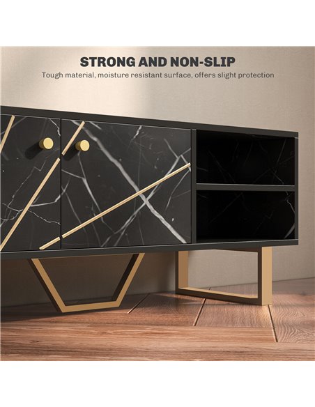 HOMCOM TV Stand Cabinet for TVs up to 50 Inches, TV Unit with Storage Shelves and Cupboard for Living Room, Black Marble Tone 83 - pic 101140 | FastDaddyshop