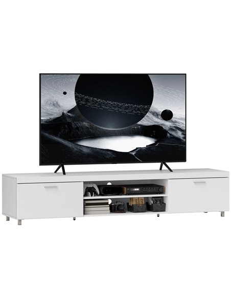 HOMCOM Modern TV unit Cabinet Entertainment Centre for TVs up to 90" w/ Cabinet Shelf for Living room Bedroom White 839-257V00WT - pic 101143 | FastDaddyshop