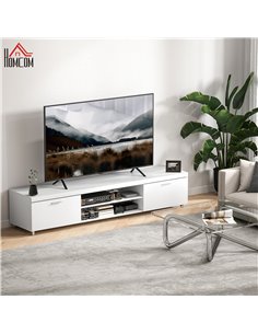 HOMCOM Modern TV unit Cabinet Entertainment Centre for TVs up to 90" w/ Cabinet Shelf for Living room Bedroom White 839-257V00WT 2