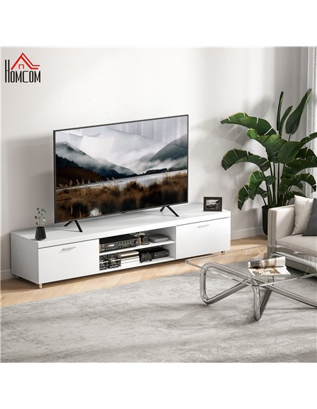 HOMCOM Modern TV unit Cabinet Entertainment Centre for TVs up to 90" w/ Cabinet Shelf for Living room Bedroom White 839-257V00WT - pic 101144 | FastDaddyshop