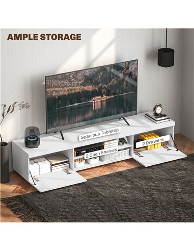 HOMCOM Modern TV unit Cabinet Entertainment Centre for TVs up to 90" w/ Cabinet Shelf for Living room Bedroom White 839-257V00WT