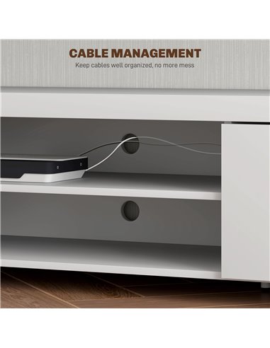 HOMCOM Modern TV unit Cabinet Entertainment Centre for TVs up to 90" w/ Cabinet Shelf for Living room Bedroom White 839-257V00WT