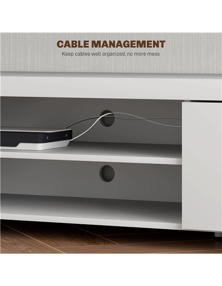 HOMCOM Modern TV unit Cabinet Entertainment Centre for TVs up to 90" w/ Cabinet Shelf for Living room Bedroom White 839-257V00WT - pic 101147 | FastDaddyshop