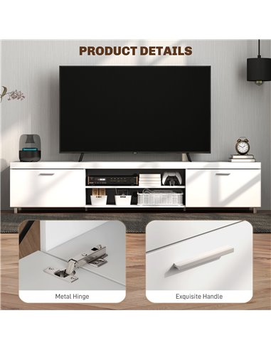 HOMCOM Modern TV unit Cabinet Entertainment Centre for TVs up to 90" w/ Cabinet Shelf for Living room Bedroom White 839-257V00WT