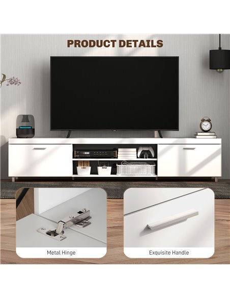 HOMCOM Modern TV unit Cabinet Entertainment Centre for TVs up to 90" w/ Cabinet Shelf for Living room Bedroom White 839-257V00WT - pic 101148 | FastDaddyshop