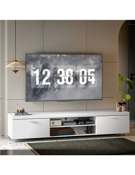 HOMCOM Modern TV unit Cabinet Entertainment Centre for TVs up to 90" w/ Cabinet Shelf for Living room Bedroom White 839-257V00WT - pic 101151 | FastDaddyshop